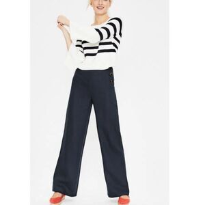 NWT Boden Penzance Sailor Linen Wide Leg Pants 14 Long